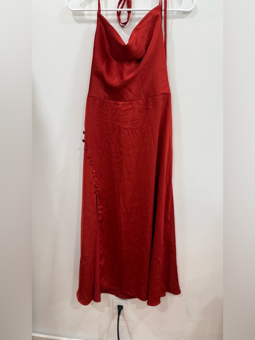 Azazie Crimson Satin Maxi Skirt